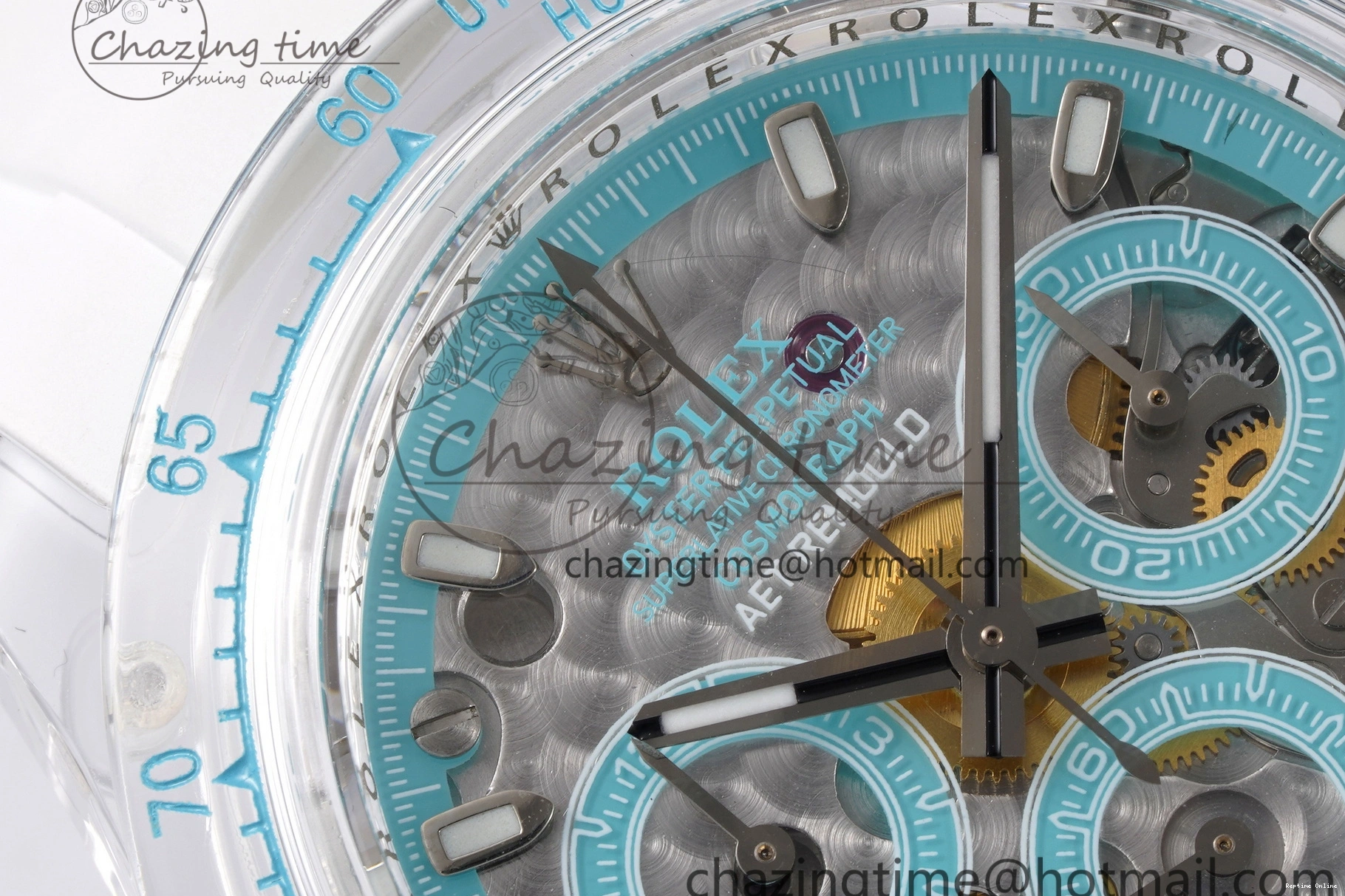 1221 Daytona Transparent IPK Best Edition Transparent Blue Dial on White Rubber Strap SA HighQuality 1969